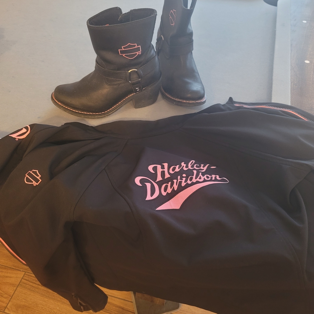 Harley-Davidson Black and Pink Jacket with Boots